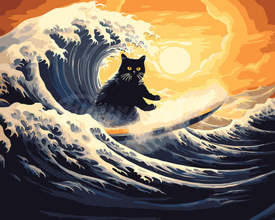 Paint by numbers kit The Great Wave of the Black Cat Figured'Art