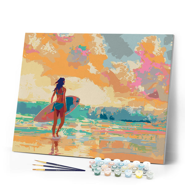 Paint by numbers kit Surf Girl at Dawn Figured'Art