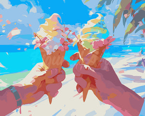 Paint by numbers kit Beachside Ice Cream Figured'Art