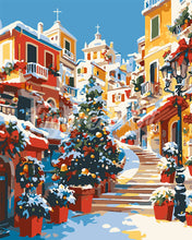 Load image into Gallery viewer, Paint by numbers kit for adults Mediterranean Christmas Village Figured'Art