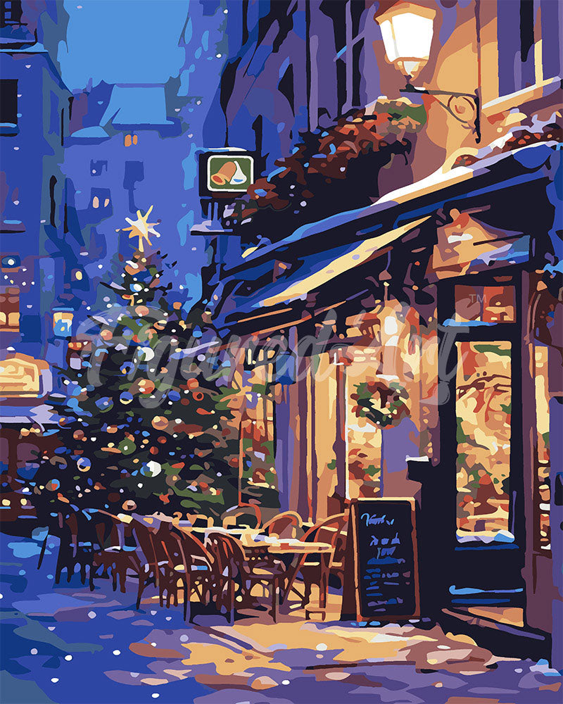 Paint by numbers kit for adults Festive Night Café Figured'Art