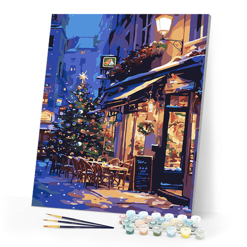 Paint by numbers kit for adults Festive Night Café Figured'Art