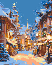 Load image into Gallery viewer, Paint by numbers kit Christmas Illuminated Village Figured&#39;Art