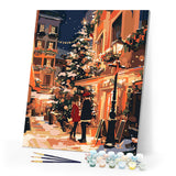 Paint by numbers kit Christmas Couple in the City Figured'Art