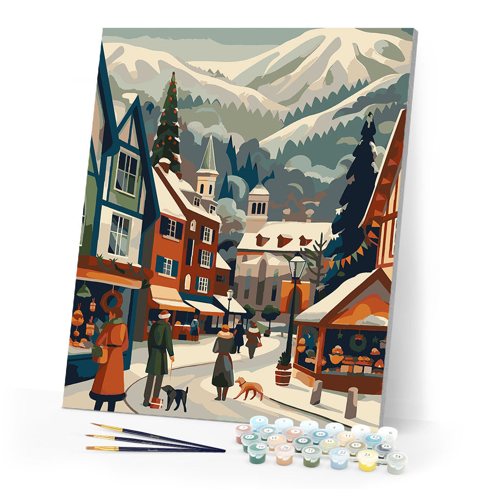 Paint by numbers kit Christmas Market in the Valley Figured'Art