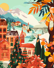 Load image into Gallery viewer, Paint by numbers kit Winter City in the Mountains Figured&#39;Art