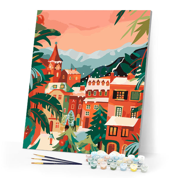 Paint by numbers kit Festive Townscape Figured'Art