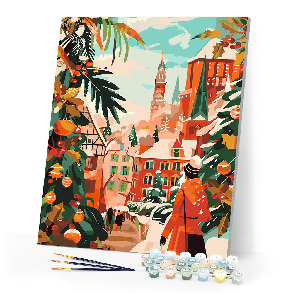 Paint by numbers kit Holiday Market Scene Figured'Art