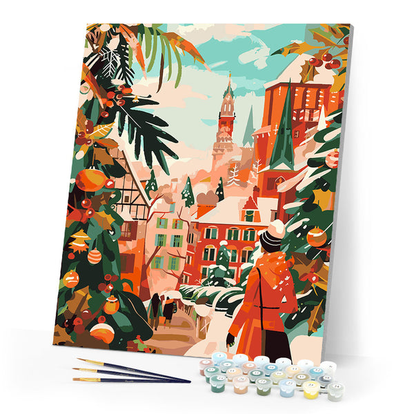 Paint by numbers kit Holiday Market Scene Figured'Art