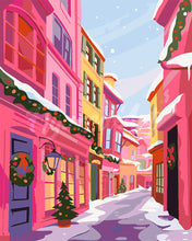 Load image into Gallery viewer, Paint by numbers kit Pink Christmas Alley Figured&#39;Art