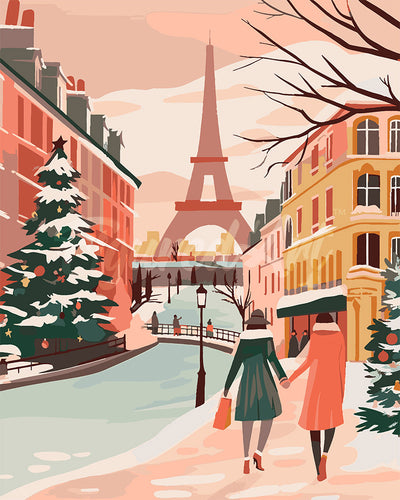 Paint by numbers kit Parisian Holiday Scene Figured'Art