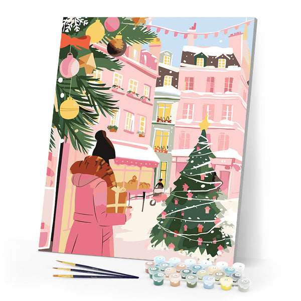 Paint by numbers kit Winter Shopping Day Figured'Art