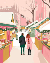 Load image into Gallery viewer, Paint by numbers kit Couple at Christmas Market Figured&#39;Art