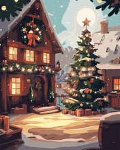 Load image into Gallery viewer, Paint by numbers kit Cozy Christmas Cabin Figured'Art