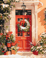 Load image into Gallery viewer, Paint by numbers kit Festive Red Door Figured&#39;Art