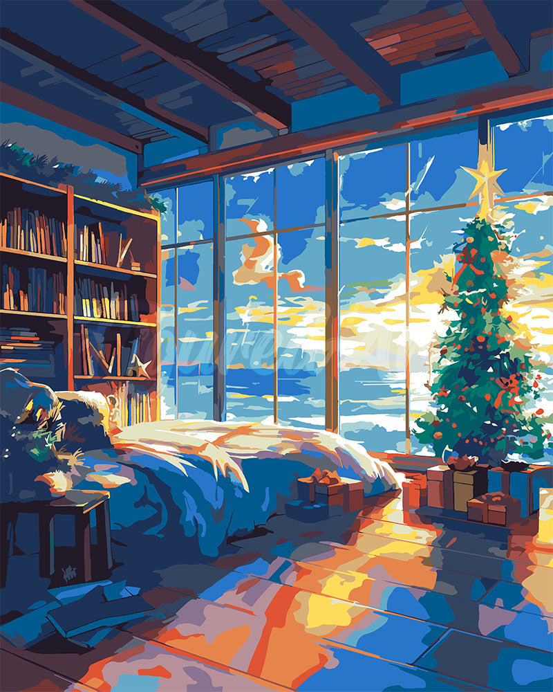 Paint by numbers kit Beachside Christmas Room Figured'Art