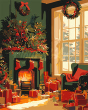 Load image into Gallery viewer, Paint by numbers kit Festive Fireplace Scene Figured'Art