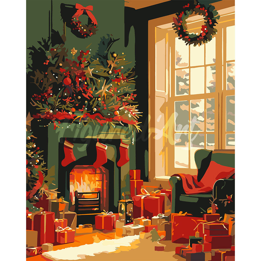 Festive Fireplace Scene