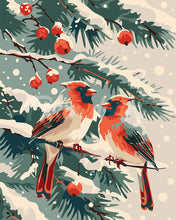 Load image into Gallery viewer, Paint by numbers kit Winter Cardinals Figured&#39;Art