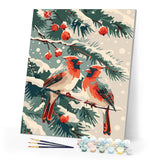 Paint by numbers kit Winter Cardinals Figured'Art