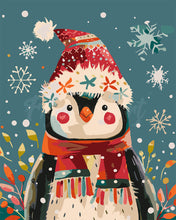 Load image into Gallery viewer, Paint by numbers kit Little Christmas Penguin Figured&#39;Art