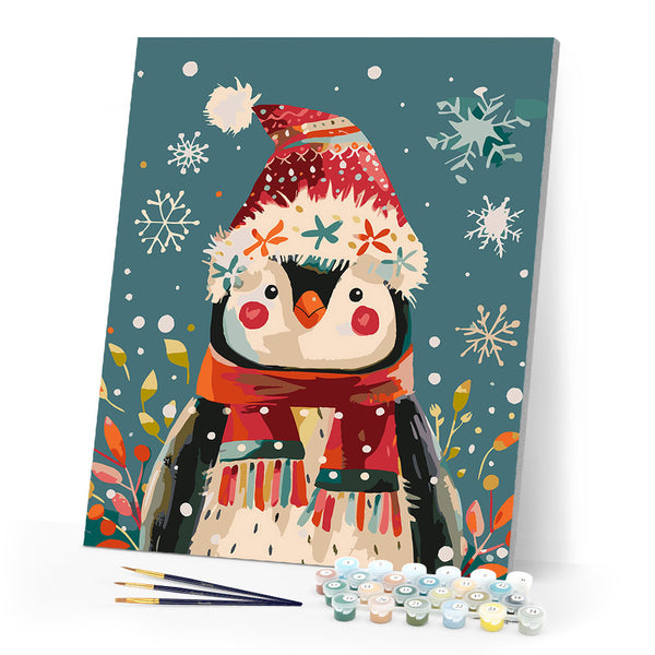 Paint by numbers kit Little Christmas Penguin Figured'Art