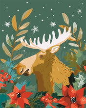 Load image into Gallery viewer, Paint by numbers kit Festive Christmas Moose Figured&#39;Art