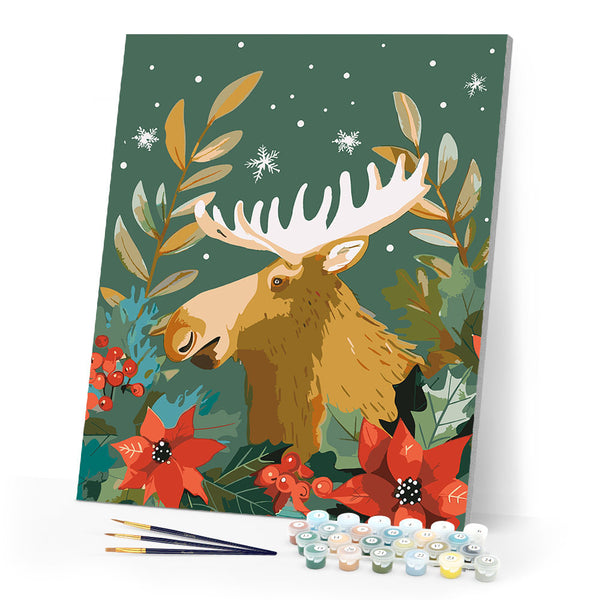 Paint by numbers kit Festive Christmas Moose Figured'Art