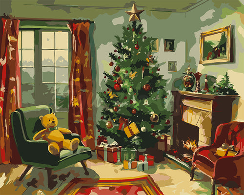 Paint by numbers kit Classic Christmas Fireplace Figured'Art