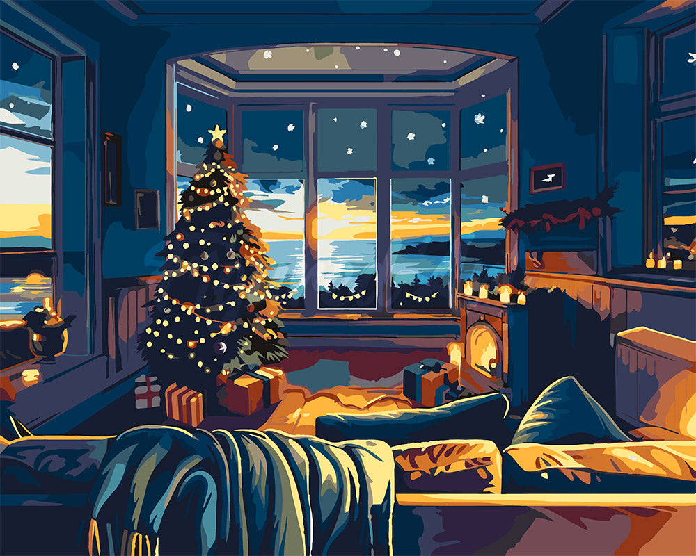 Paint by numbers kit Christmas Room by the Bay Figured'Art