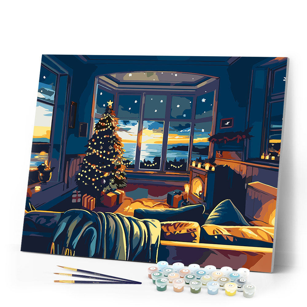 Paint by numbers kit Christmas Room by the Bay Figured'Art