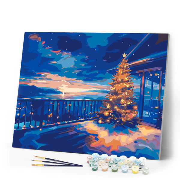 Paint by numbers kit Twinkling Christmas Terrace Figured'Art