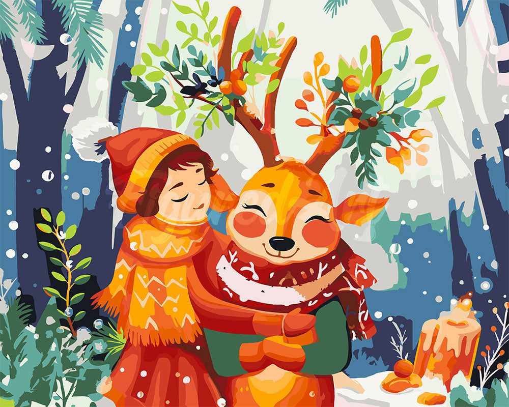 Paint by numbers kit Christmas Woodland Friends Figured'Art