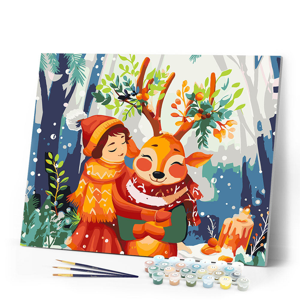 Paint by numbers kit Christmas Woodland Friends Figured'Art