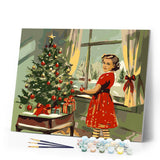 Paint by numbers kit Vintage Christmas Little Girl Figured'Art