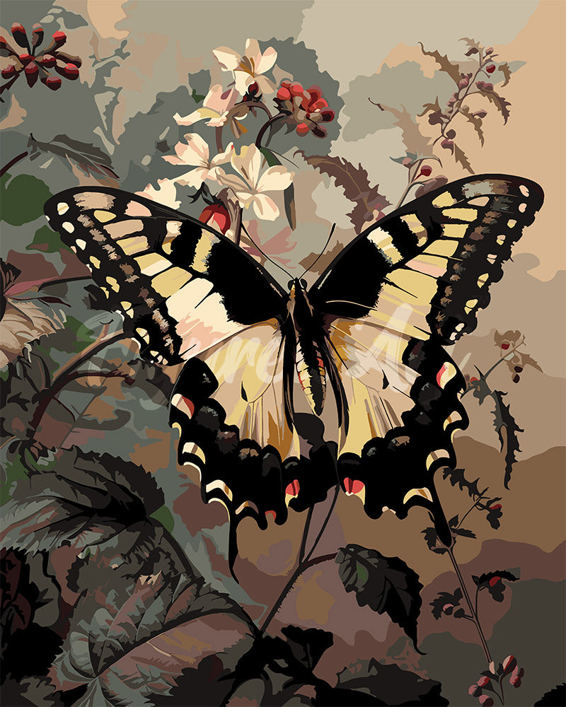 Paint by numbers kit for adults Swallowtail and White Flowers Figured'Art