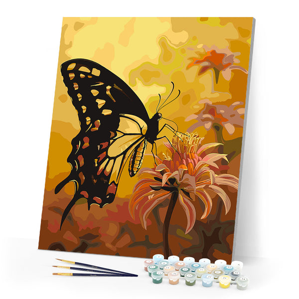 Paint by numbers kit Swallowtail and Orange Flowers Figured'Art