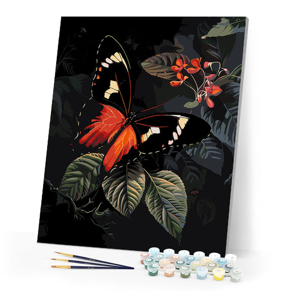 Paint by numbers kit Moneta Longwing Butterfly and Foliage Figured'Art
