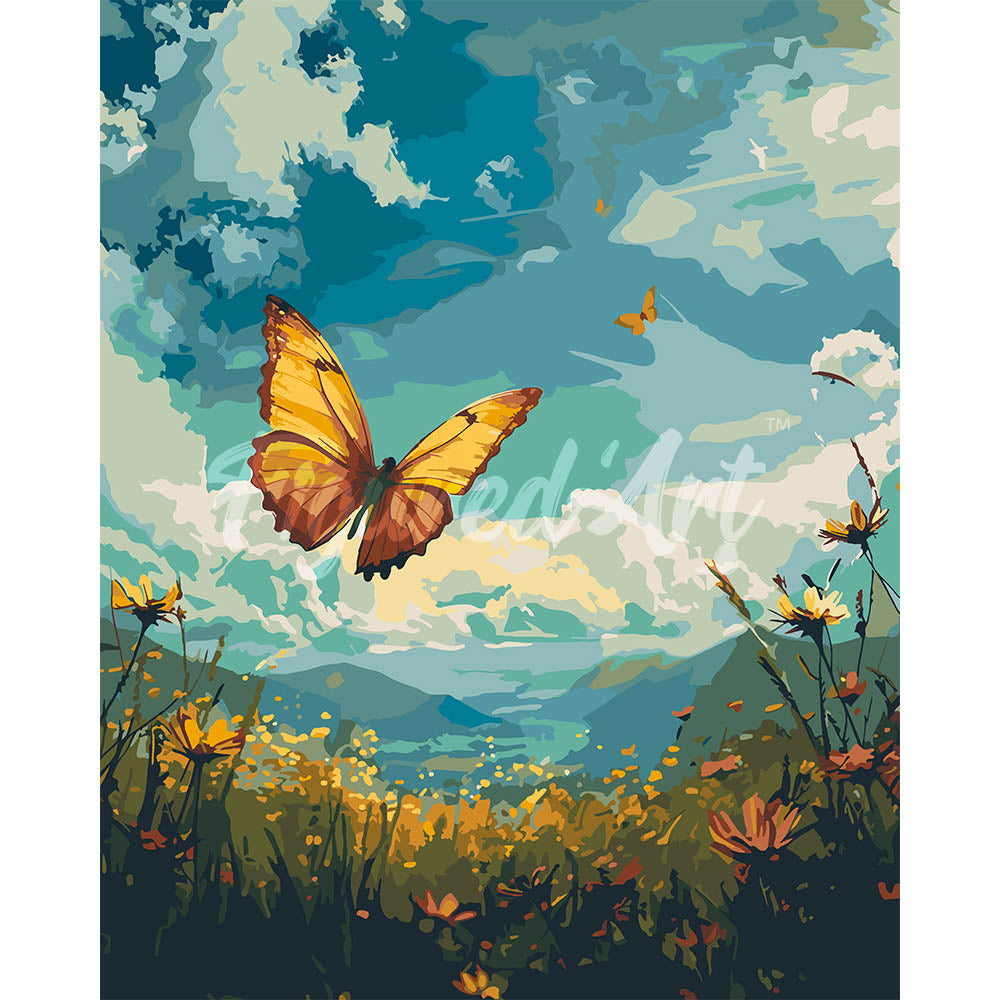 Copper Butterfly Under a Blue Sky