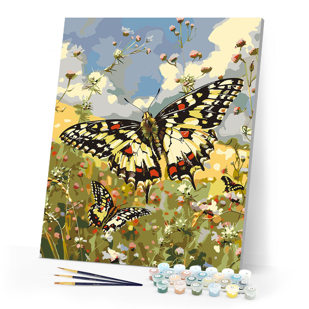 Paint by numbers kit Proserpina Butterfly and Wildflowers Figured'Art