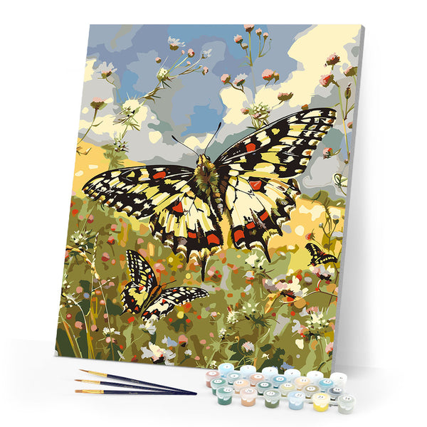 Paint by numbers kit Proserpina Butterfly and Wildflowers Figured'Art