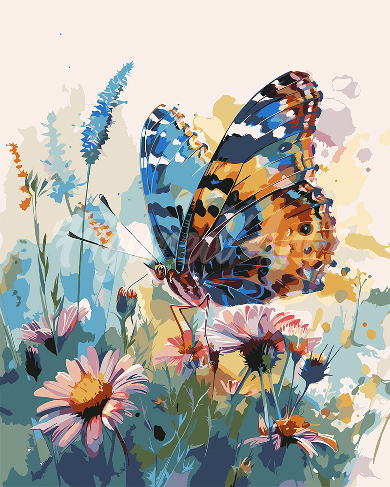 Paint by numbers kit Butterfly and Flowers Figured'Art