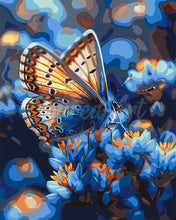 Load image into Gallery viewer, Paint by numbers kit Butterfly and Blue Flowers Figured'Art