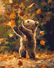 Load image into Gallery viewer, Paint by numbers kit for adults Bear and Falling Leaves Figured&#39;Art