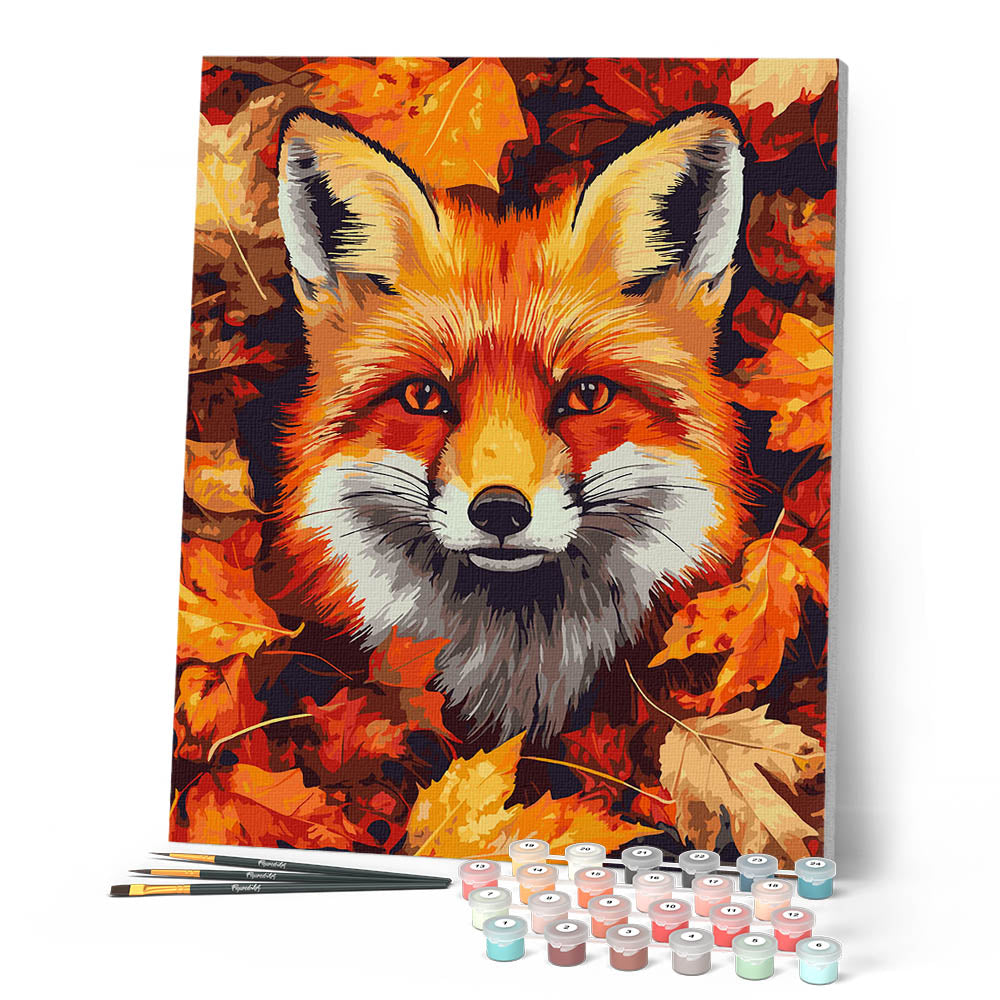 Paint by Numbers for adults - Fox in Fall Leaves – Figured'Art