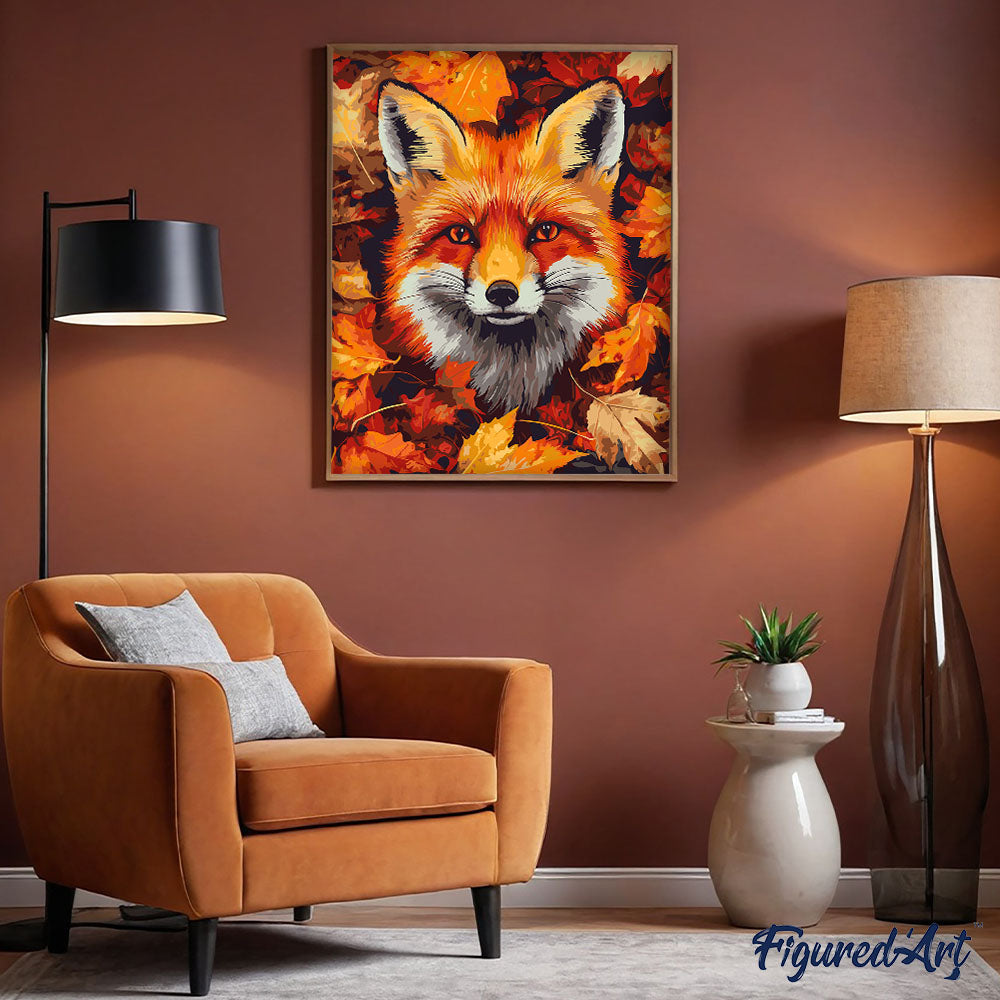Paint by Numbers for adults - Fox in Fall Leaves – Figured'Art