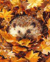 Load image into Gallery viewer, Paint by numbers kit Hedgehog in Fall Leaves Figured&#39;Art