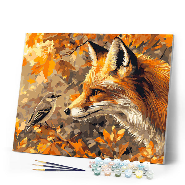 Paint by numbers kit Fox and Bird in Fall Figured'Art
