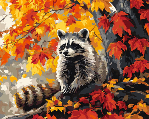 Paint by numbers kit Fall Raccoon Figured'Art