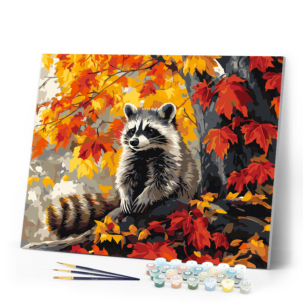 Paint by numbers kit Fall Raccoon Figured'Art